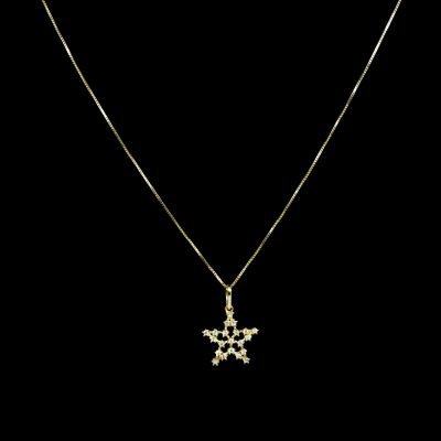 Pingente em Ouro 18k Estrela Vazada com Diamantes - Massate Jóias